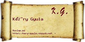 Kéry Gyula névjegykártya